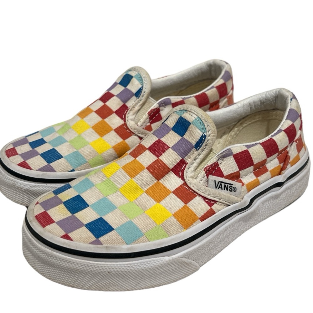 VANS KIDS SZ US 11 RAINBOW CHECKERBOARD SLIP ON, Used, Excellent condition.